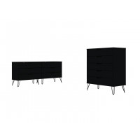 Manhattan Comfort 176GMC2 Rockefeller 5-Drawer and 6-Drawer Black Dresser Set